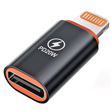 Adaptor Techsuit Premium OTG Adapter HyperPort (A3), Type-C Male to Lightning Female, PD20W, Converter for iPhone, Negru / Orange