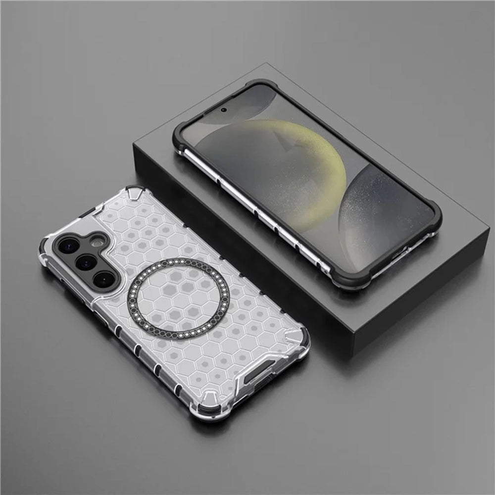 Husa de protectie Techsuit HoneyComb Shield MagSafe compatibil cu Samsung Galaxy S25, Alb