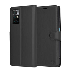 Husa de protectie Techsuit Leather Folio compatibil cu Xiaomi Redmi 10 / Redmi 10 2022, Negru