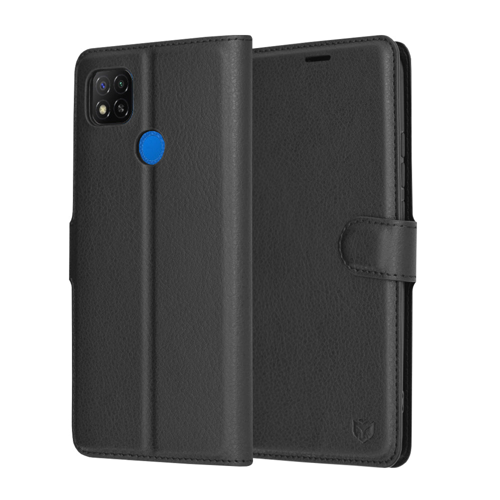 Husa de protectie Techsuit Leather Folio compatibil cu Xiaomi Redmi 9C / Redmi 9C NFC, Negru