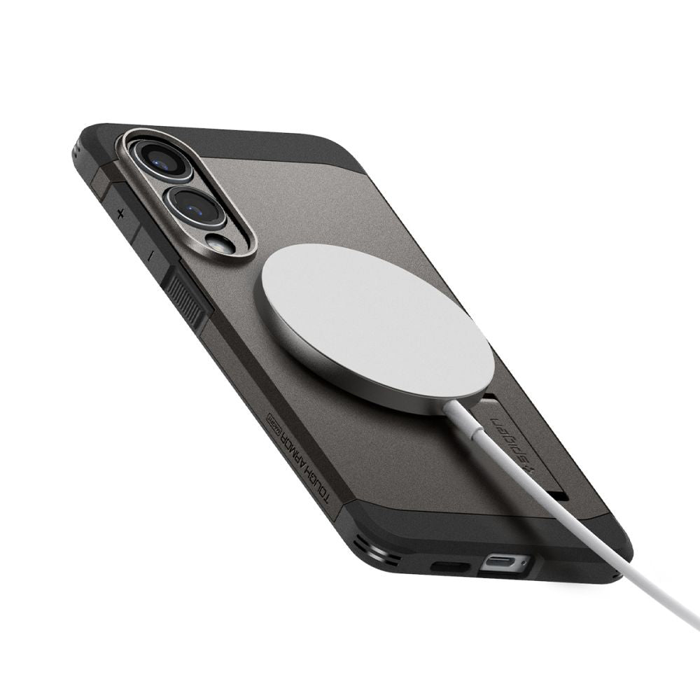 Husa de protectie Spigen Tough Armor MagSafe (ACS09423) compatibil cu Samsung Galaxy S25 Edge, Gunmetal