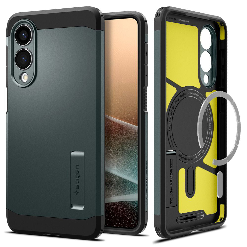 Husa de protectie Spigen Tough Armor MagSafe (ACS09424) compatibil cu Samsung Galaxy S25 Edge, Abyss Green