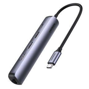 Hub/Dock Ugreen Docking Station CM418 (10919), Type-C to 2x USB3.0, HDMI 4K@60Hz, RJ45 Gigabit, Type-C PD100W, 5Gbps, Gri