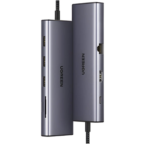 Hub/Dock Ugreen Docking Station CM498 (15600), Type-C to 3x USB3.0, HDMI 4K@30Hz, VGA, RJ45, SD/TF Card, Type-C PD100W, Gri