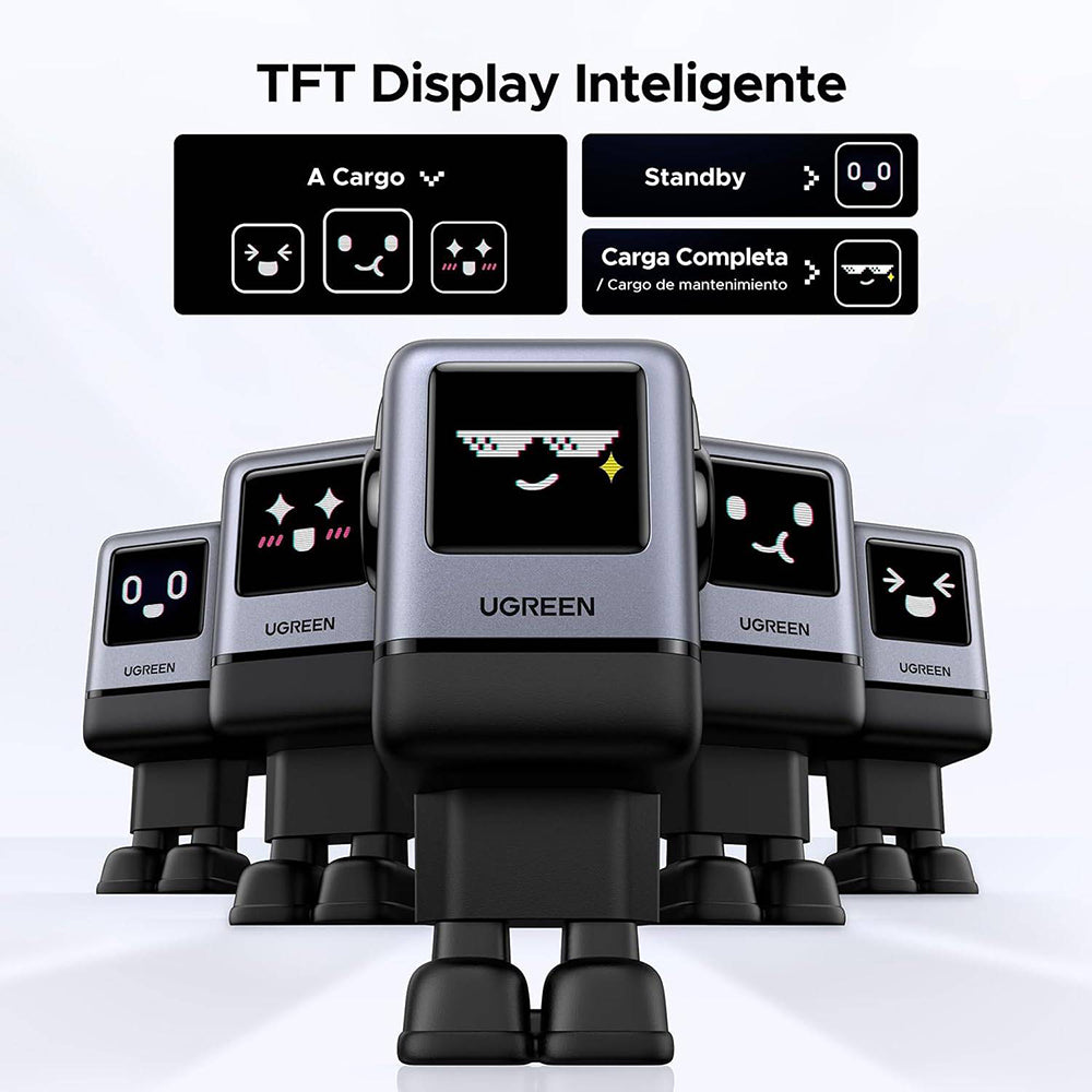 Incarcator Ugreen Uno RG X688 (45515B), with TFT Display, GaN, Super Fast Charging, USB, 3x Type-C, QC, 100W, 3A, Gri