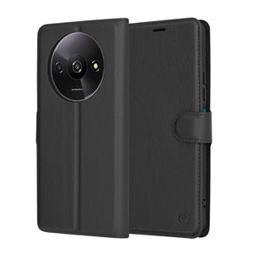 Husa de protectie Techsuit Leather Folio compatibil cu Xiaomi Redmi A3 / Redmi A3x, Negru