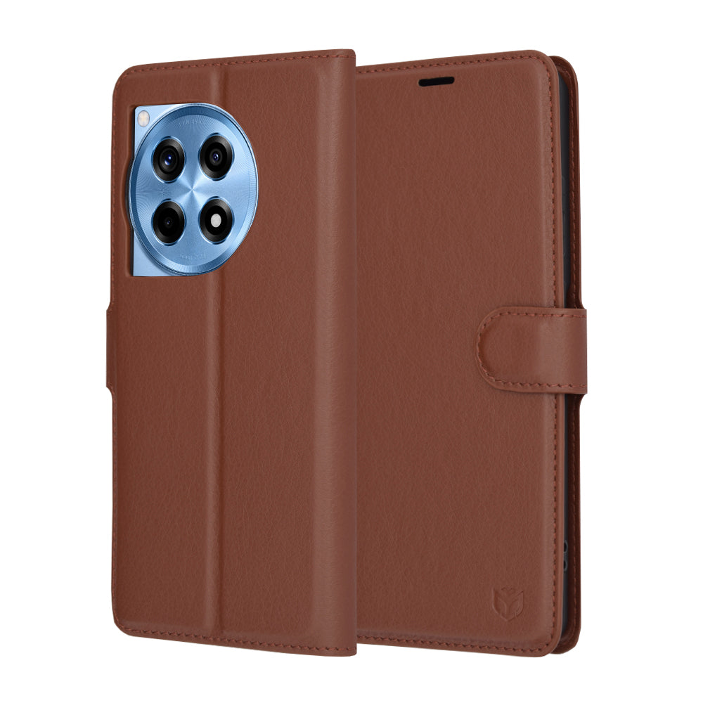 Husa de protectie Techsuit Leather Folio compatibil cu OnePlus 12R, Maro