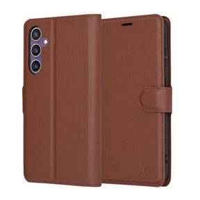 Husa de protectie Techsuit Leather Folio compatibil cu Samsung Galaxy S23 FE, Maro