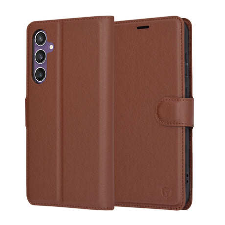Husa de protectie Techsuit Leather Folio compatibil cu Samsung Galaxy S23 FE, Maro