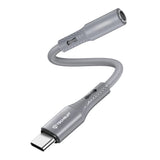 Adaptor Techsuit Premium Cable Adapter SoundFleX (AC1), Type-C to 3.5mm Jack, Hi-Fi Quality, DAC Chip, Silica Gel, 0.1m, Gri