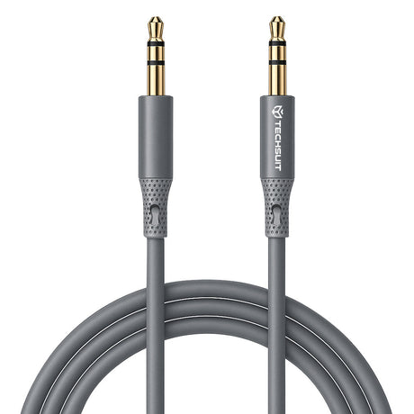 Adaptor Techsuit Premium Cable Adapter SoundFleX (AC3), 3.5mm to Jack, Hi-Fi Quality, Silica Gel, 1m, Gri