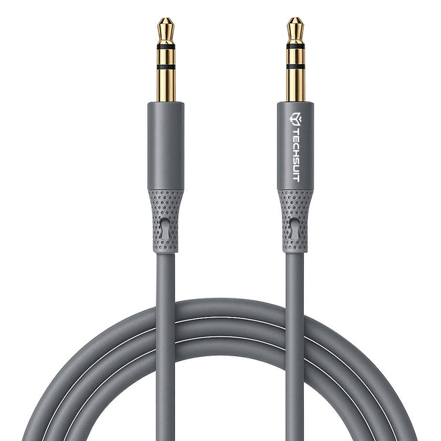 Adaptor Techsuit Premium Cable Adapter SoundFleX (AC3), 3.5mm to Jack, Hi-Fi Quality, Silica Gel, 1m, Gri