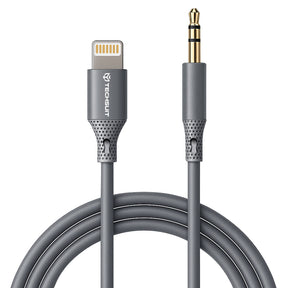 Adaptor Techsuit Premium Cable Adapter SoundFleX (AC5), Lightning to 3.5mm Jack, Hi-Fi Quality, Silica Gel, Gri