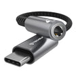 Adaptor Techsuit Premium Cable Adapter SonicPiX (AC14), Type-C to 3.5mm Jack, 3A, DAC Chip, Aluminum, Digital Decoder, 0.1m, Gri