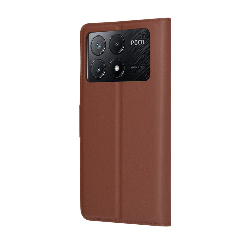 Husa de protectie Techsuit Leather Folio compatibil cu Xiaomi Poco X6 Pro, Maro