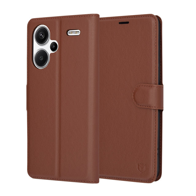 Husa de protectie Techsuit Leather Folio compatibil cu Xiaomi Redmi Note 13 Pro+ 5G, Maro