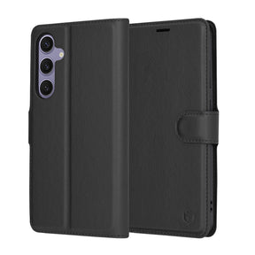 Husa de protectie Techsuit Leather Folio compatibil cu Samsung Galaxy S24 Plus, Negru