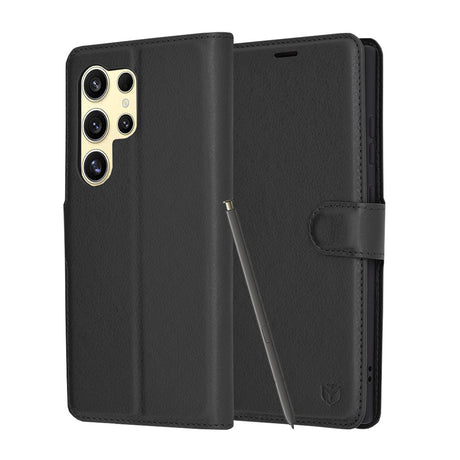 Husa de protectie Techsuit Leather Folio compatibil cu Samsung Galaxy S24 Ultra, Negru