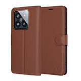 Husa de protectie Techsuit Leather Folio compatibil cu Xiaomi 14 Pro, Maro