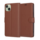 Husa de protectie Techsuit Leather Folio compatibil cu iPhone 15 Plus, Maro