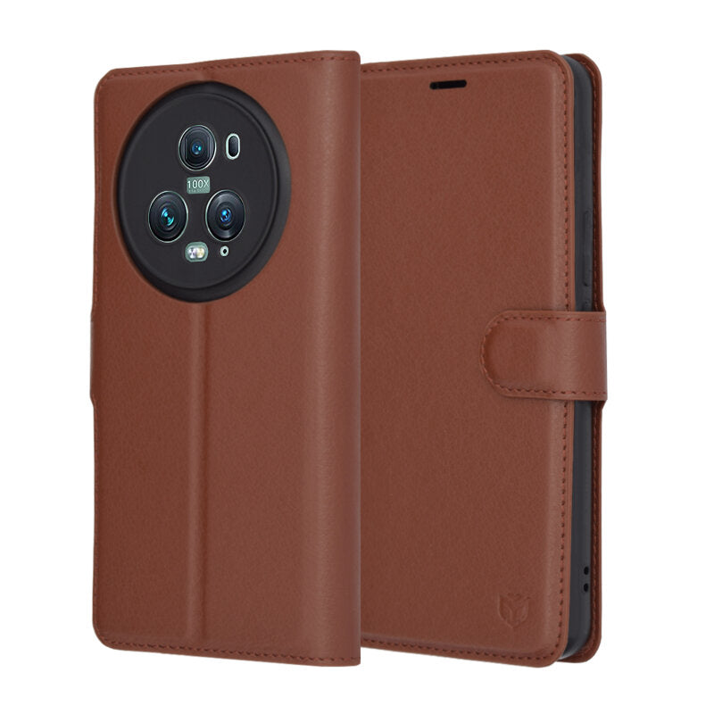 Husa de protectie Techsuit Leather Folio compatibil cu Honor Magic5 Pro, Maro