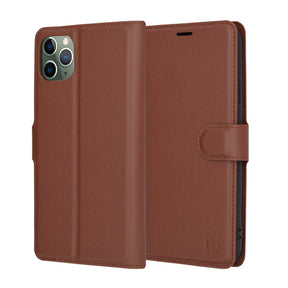 TechSuit Husa de protectie Techsuit Leather Folio compatibil cu iPhone 11 Pro Max, Maro