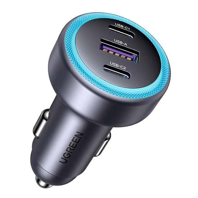 Incarcator Ugreen Car EC307 (45843), USB, 2x Type-C, 30W, Fast Charge, QC3.0, 22.5W, Negru
