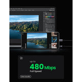 Cablu Ugreen US288 (60128), USB to Type-C, Fast Charging, 3A, 18W, 480Mbps, Nylon Braided, 2m, Gri Spatial