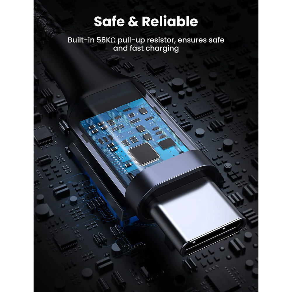 Cablu Ugreen US288 (60128), USB to Type-C, Fast Charging, 3A, 18W, 480Mbps, Nylon Braided, 2m, Gri Spatial