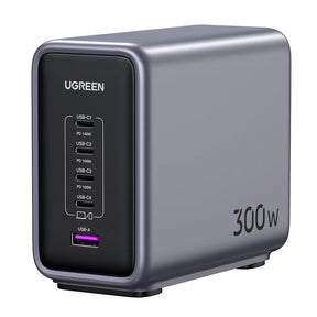 Incarcator Ugreen Nexode CD333 (90903B), with Cable, Super Fast Charge, GaN, 5in1, USB, 4x Type-C, 300W, 5A, 2m, Gri
