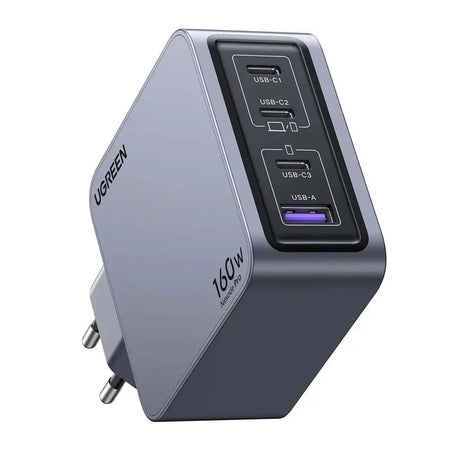 Incarcator Ugreen Nexode Pro X763 (25877), with Type-C Cable, GaN, Fast Charge, USB, 3x Type-C, 160W, 3A, 1.5m, Gri