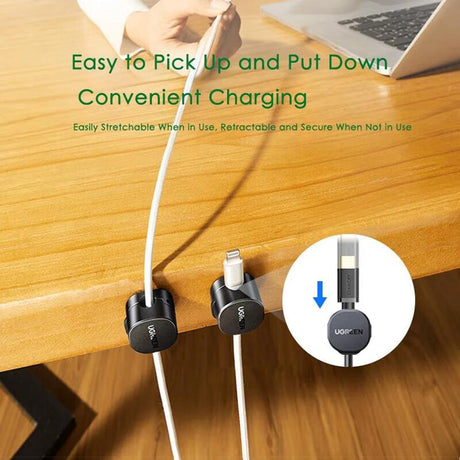 Suport Ugreen (set de 3) Cable Organizer LP886 (45797), Magnetic, 1x Holder Clip, for Desk, Negru