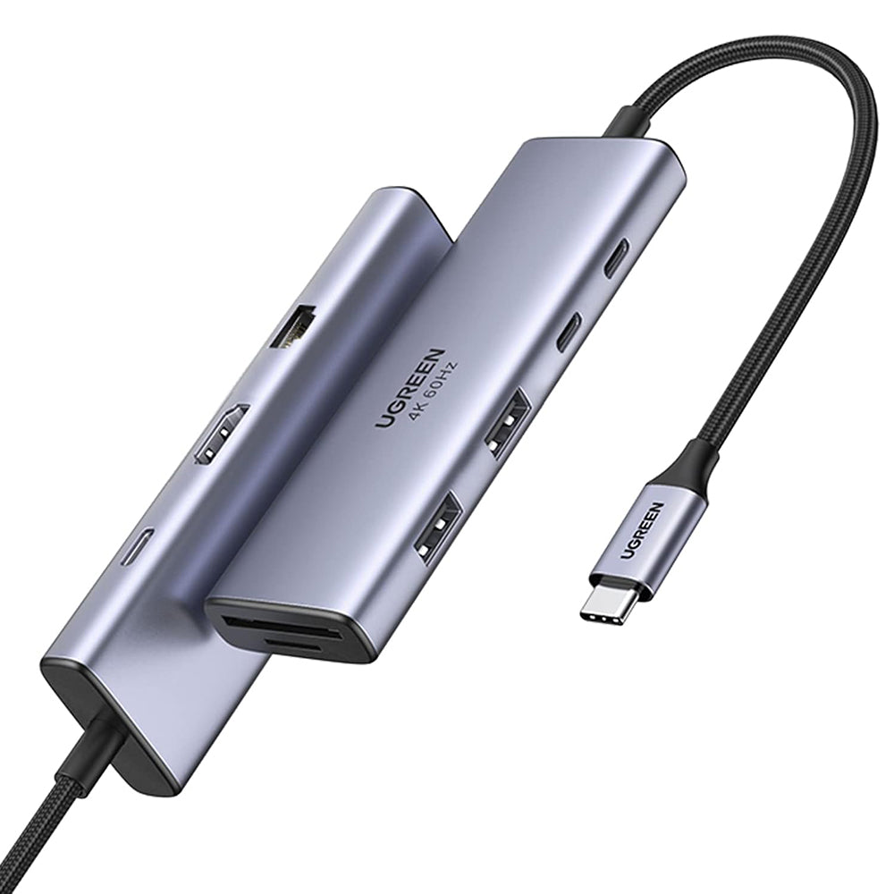 Hub Ugreen CM498 (15375), USB / Type-C / HDMI / RJ45, PD100W, Gri