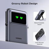 Baterie externa Ugreen Wireless PB764 (45329), MagSafe, Fast Charge, TFT Display, Stand, 10000mAh, USB-C, 20W, Gri Spatial