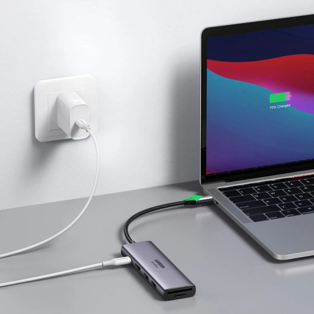 Hub/Dock Ugreen Docking Station CM511 (60384), Type-C to Type-C, 2x USB, HDMI 4K, carduri SD/TF, Gri