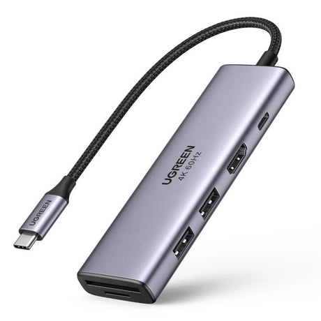 Hub/Dock Ugreen Docking Station CM511 (60384), Type-C to Type-C, 2x USB, HDMI 4K, carduri SD/TF, Gri
