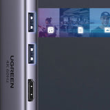 Hub/Dock Ugreen Docking Station CM511 (60384), Type-C to Type-C, 2x USB, HDMI 4K, carduri SD/TF, Gri