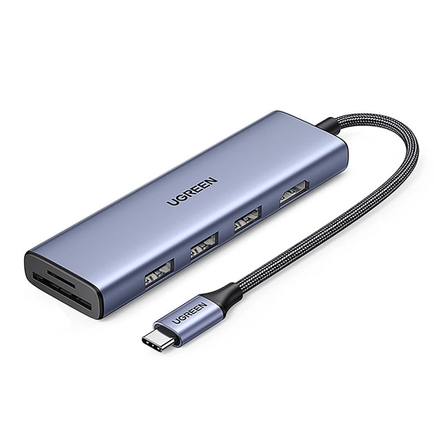 Hub/Dock Ugreen Docking Station CM511 (20956A), Type-C to 3x USB3.0, HDMI 4K, 5Gbps, Card reader SD/TF, 104MB/s, Gri