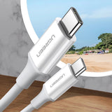 Cablu Ugreen US264 (60518), Fast Charging, USB-C to USB-C, 3A, 60W, 1m, Alb