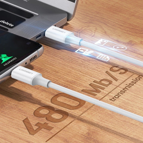 Cablu Ugreen US264 (60518), Fast Charging, USB-C to USB-C, 3A, 60W, 1m, Alb