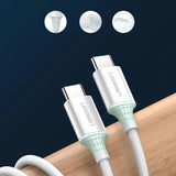 Cablu Ugreen US264 (60518), Fast Charging, USB-C to USB-C, 3A, 60W, 1m, Alb