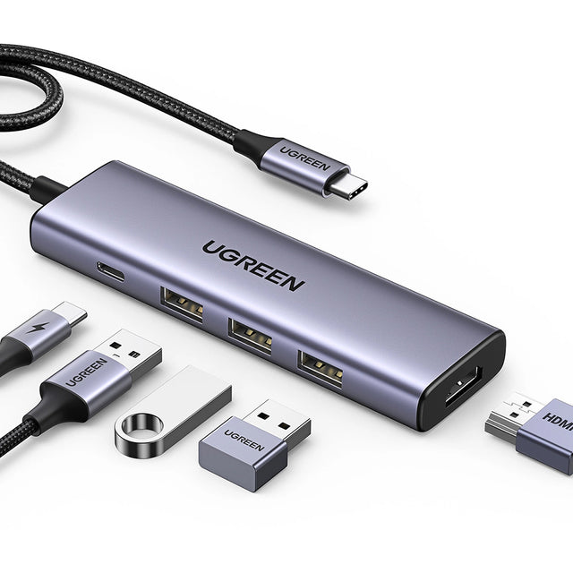 Hub/Dock Ugreen Docking Station CM511 (15597), Fast Charge, Type-C to 3x USB, Type-C PD100W, HDMI 4K@60Hz, 5Gbps, Plug&Play, Gri