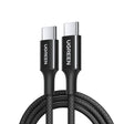 Cablu Ugreen L501 (35254), USB-C to USB-C, 3A, 60W, 1m, Nylon, Negru