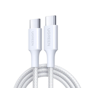 Cablu Ugreen L501 (35218), USB-C to USB-C, 3A, 60W, 1m, Nylon, Alb