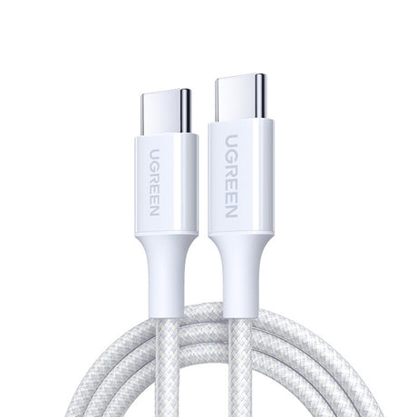 Cablu Ugreen L501 (35218), USB-C to USB-C, 3A, 60W, 1m, Nylon, Alb