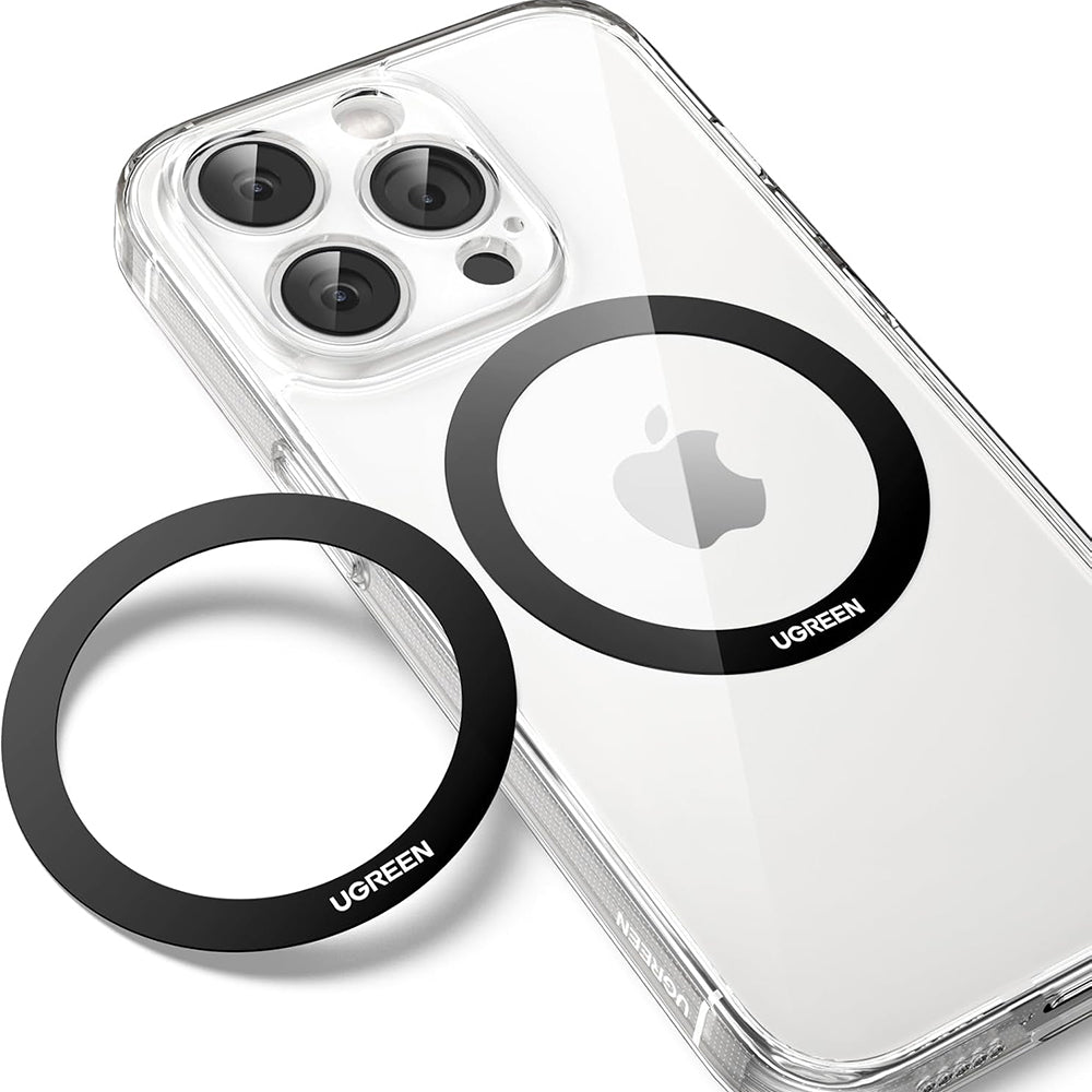 Suport Ugreen (set de 2) Metal Ring Magnetic LP428 (25766), Universal Phone Ring for Samsung, iPhone, Negru