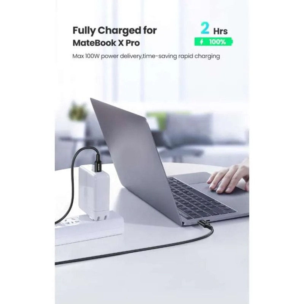 Cablu Ugreen L502 (65255), USB-C to USB-C, 5A, 100W, 1m, Nylon, Titanium Gray