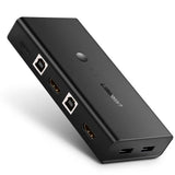 Adaptor Ugreen KVM Switch CM200 (50744), 2x HDMI 4k@30Hz, 4x USB to 1x HDMI, 2x USB2.0, 480Mbps, Buzzer Alert, Plug&Play, Negru