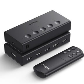 Adaptor Ugreen KVM Switch CM568 (90512), 5x HDMI, IR to HDMI 4K@60Hz, RGB Video, Supports 3D, Remote Control, LPCM2.0, Negru