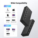 Adaptor Ugreen KVM Switch CM568 (90512), 5x HDMI, IR to HDMI 4K@60Hz, RGB Video, Supports 3D, Remote Control, LPCM2.0, Negru